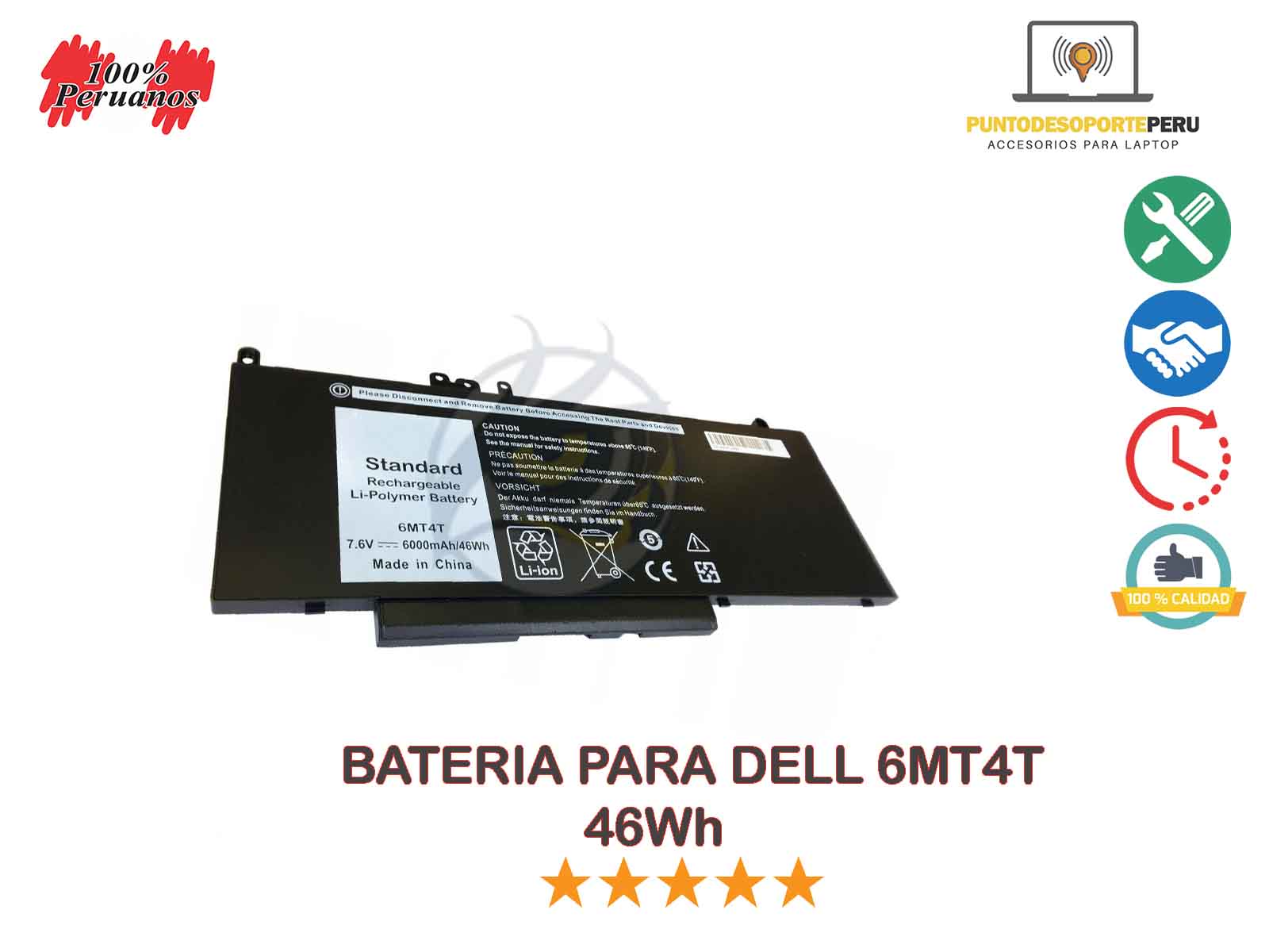 Batería Dell 6MT4T 46Wh 7.6V 4 celdas para Latitude E5470