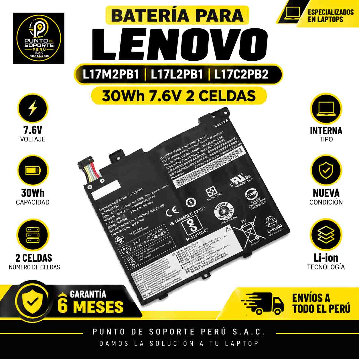 Batería Lenovo L17M2PB1 L17L2PB1 L17C2PB2 30Wh 7.6V