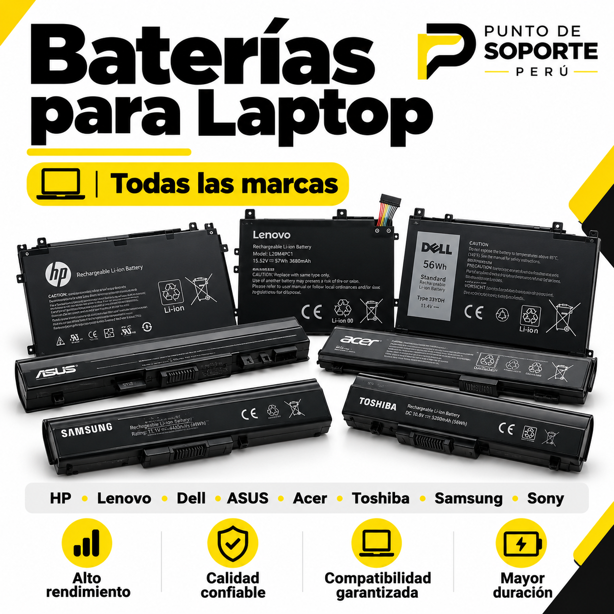 BATERIAS PARA LAPTOPS