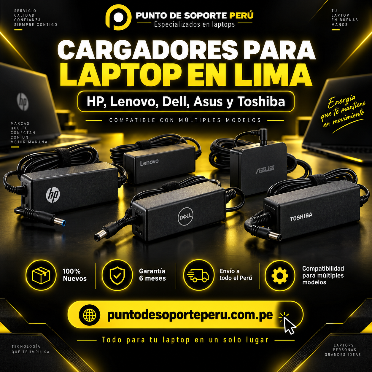 Cargadores para laptop en Lima HP Lenovo Dell ASUS y Toshiba