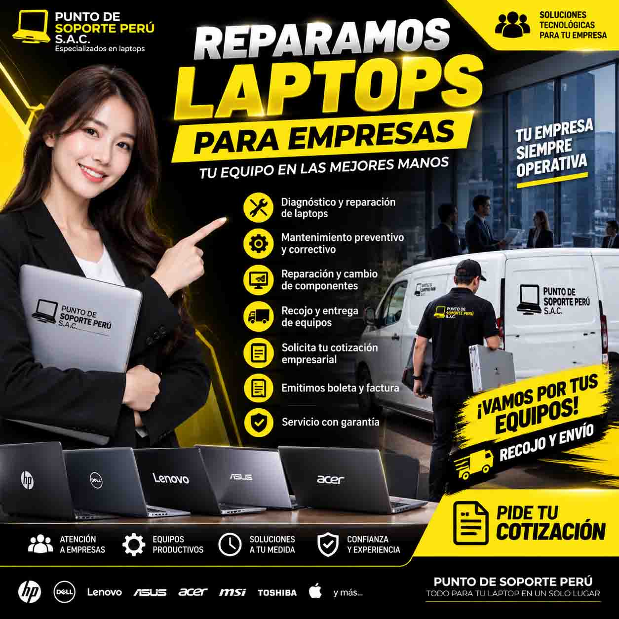 Servicio de reparación de laptops para empresas en Lima