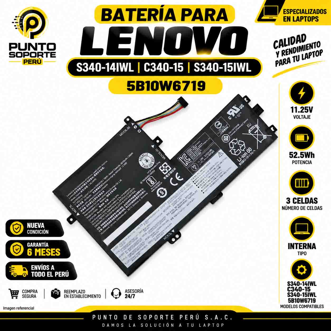 Batería Lenovo L18L3PF3 L18C3PF7 52.5Wh para S340-14IWL C340-15