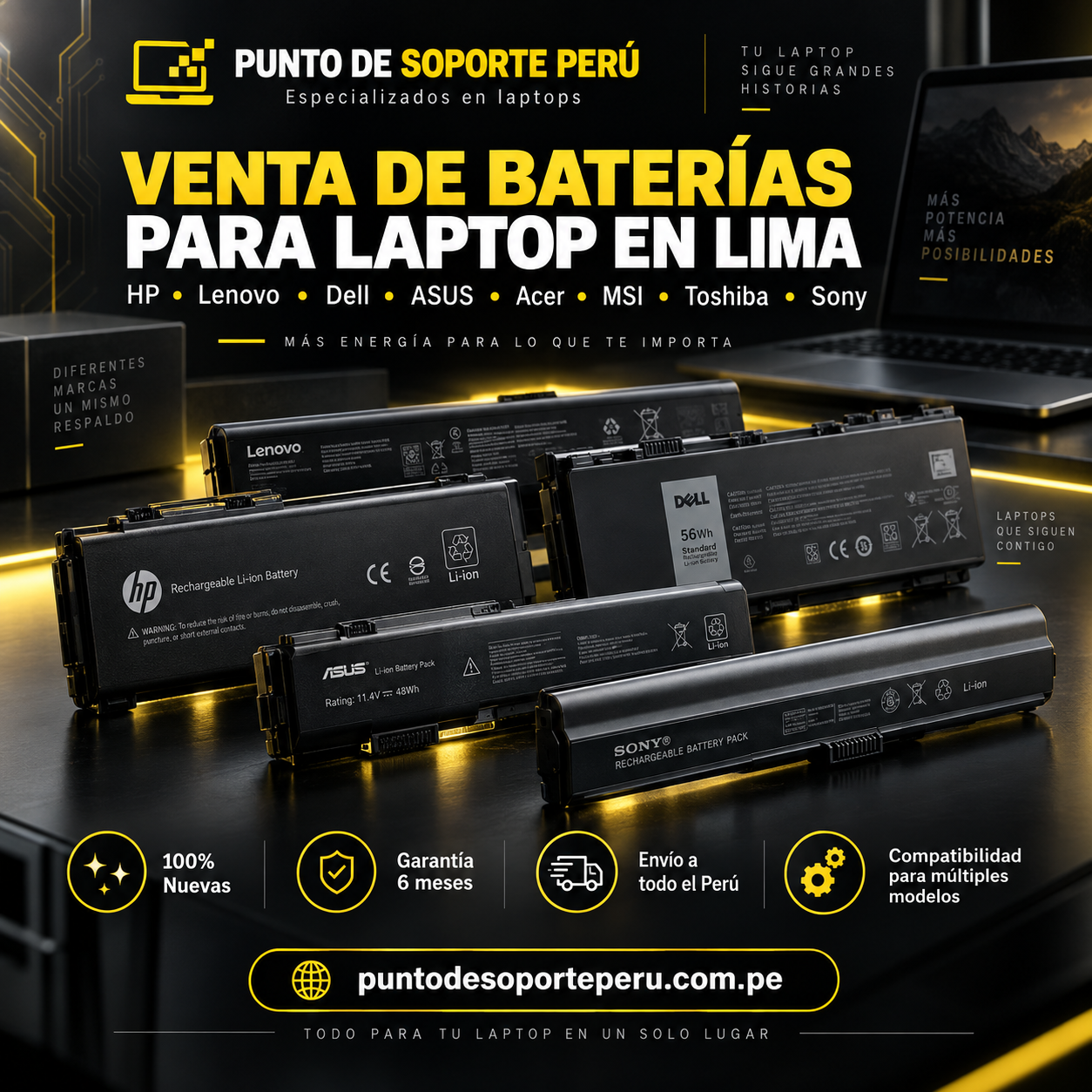 Venta de baterías para laptop en Lima HP Lenovo Dell ASUS Acer